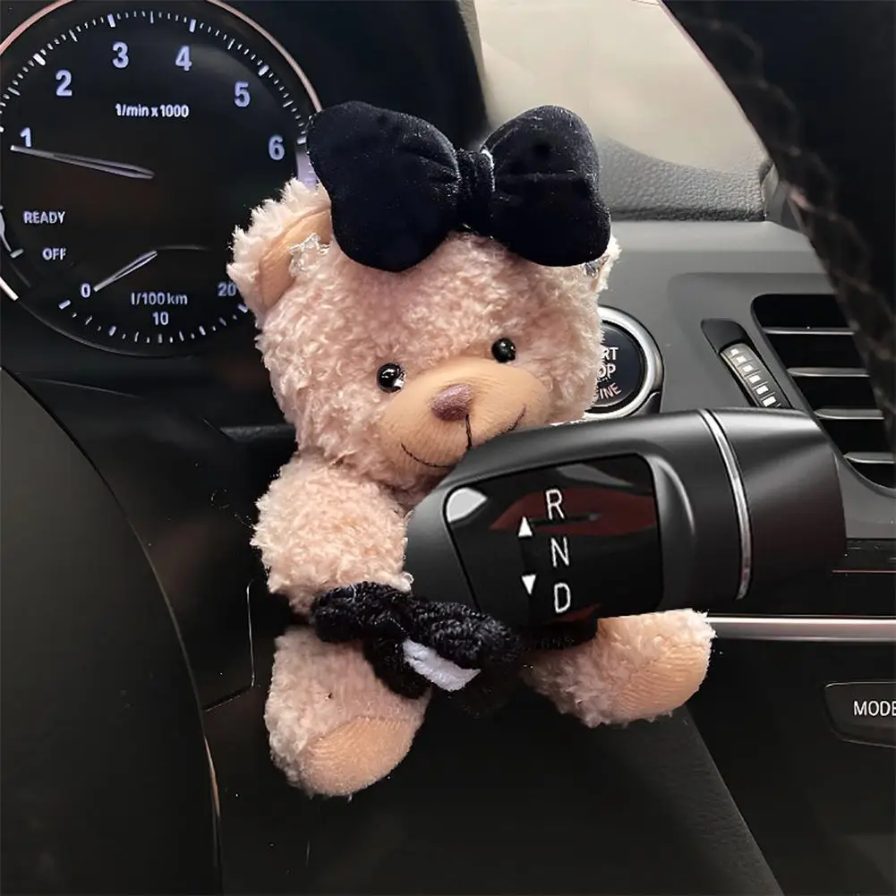 Nette Bär Auto Gangschaltung Dekoration Plüsch Puppe Blinker Wischer Puppe Rückspiegel Ornament Auto Zubehör Image