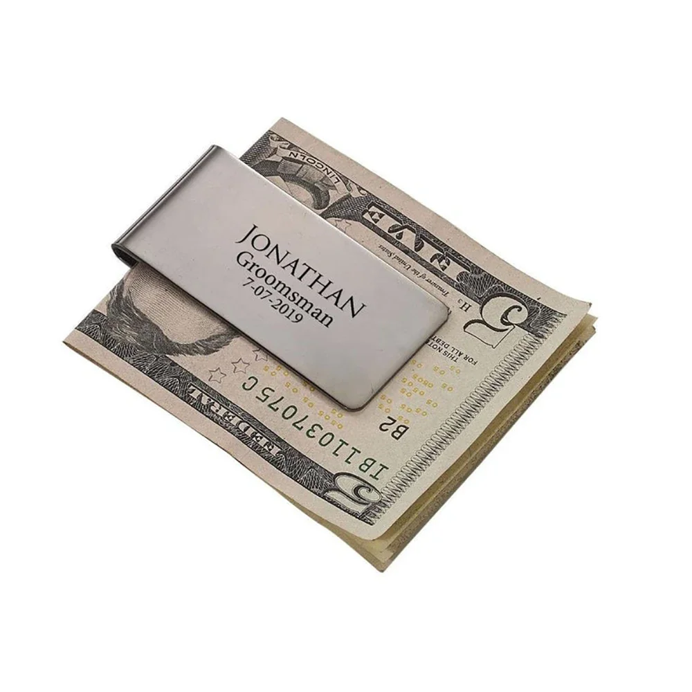 Dhqh benutzer definierte Geld klammer personal isierte Gravur Name Logo Geld klammer Bankkarte Brieftasche Dekoration Männer Festival Geschenk für die Familie Image