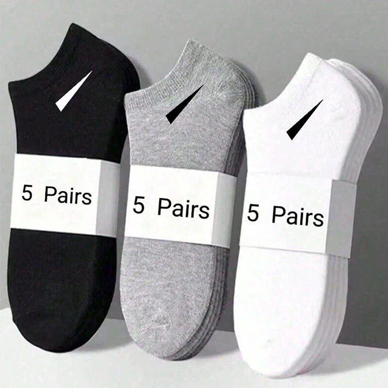 5/15 Paar Unisex-Söckchen, einfarbig, minimalistisch, atmungsaktiv, bequem, lässig, No-Show-Socken, ganzjährig, niedrig geschnittene Socken für Männer und Frauen Image