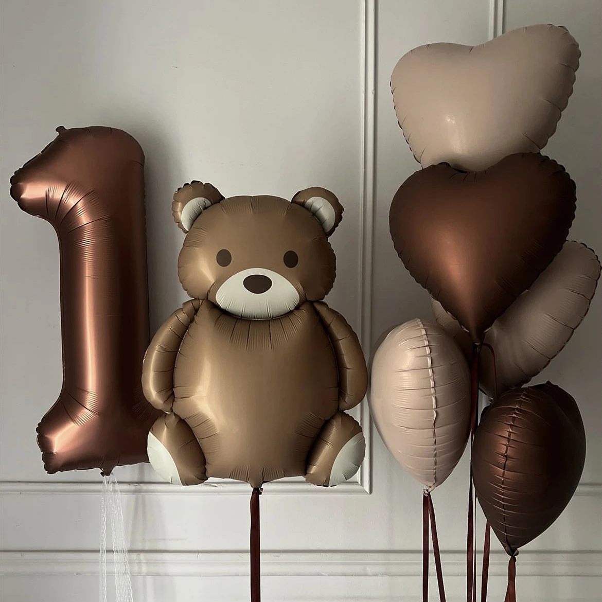 7 Stück Niedliche Braune Bären-Ballons 32 Zoll Nummerierte 0-9 Jahre Alte Ballons Geburtstagsparty-Dekorationen Festliche Zubehörteile Image