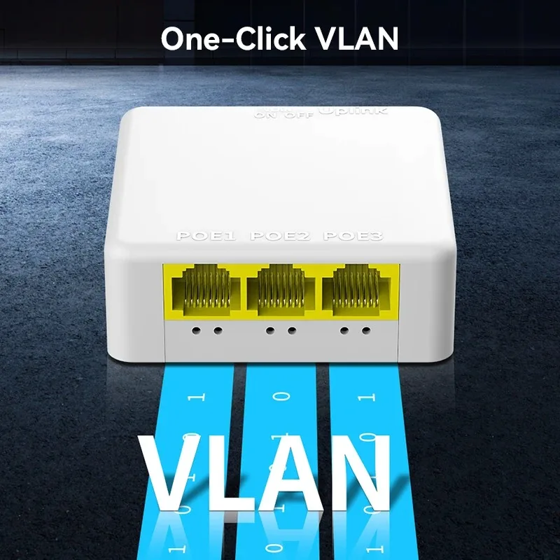 1 Stück 100/1000Mbps 1-in-2/3-out PoE-Repeater für IP-Kamera Langstrecken-Netzwerkverstärker RJ45-Splitter Image