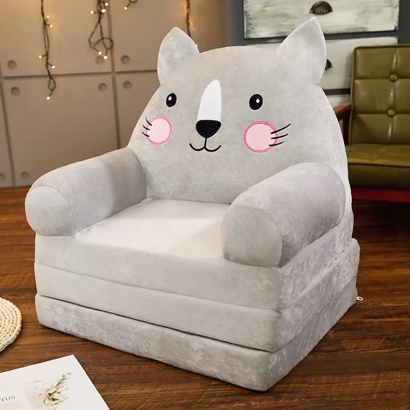 2-in-1-Kindersofa, niedliches Cartoon-Motiv, zusammenklappbar, faules Sofa, Kinder, umklappbares Sofa, Rückenlehne, Sessel, drehbare Sitzkissen