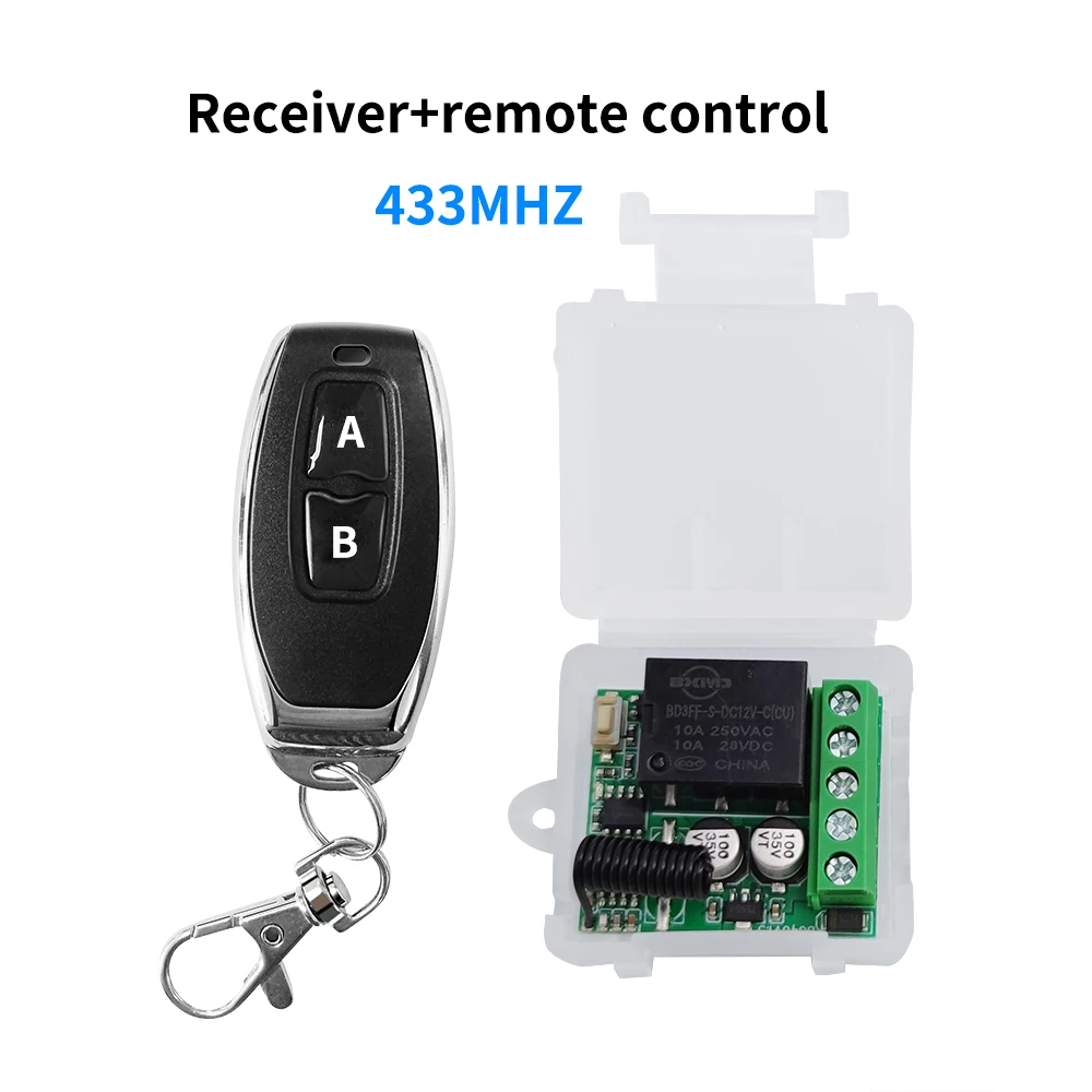 HF 433MHz Funk fernbedienung schalter Relais DC 12V 1ch Empfänger modul zum Lernen Code Sender Remote DIY Image