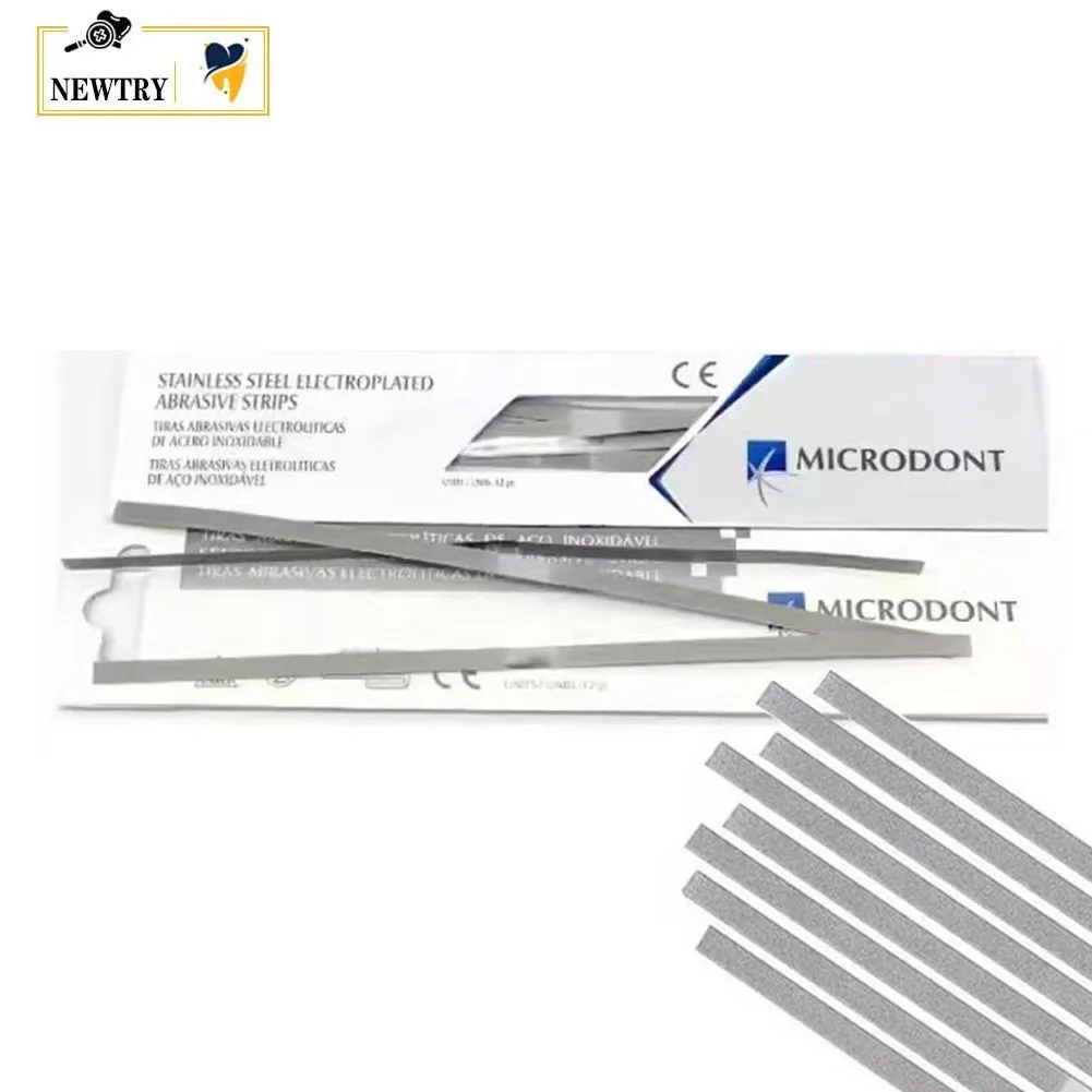 MICRODONT Zahnpolierstreifen 3 Typen Edelstahl Schleifmittel Sandpapier-Säge-Sticks Kieferorthopädische Polyesterfaser-Finishing-Werkzeuge Image