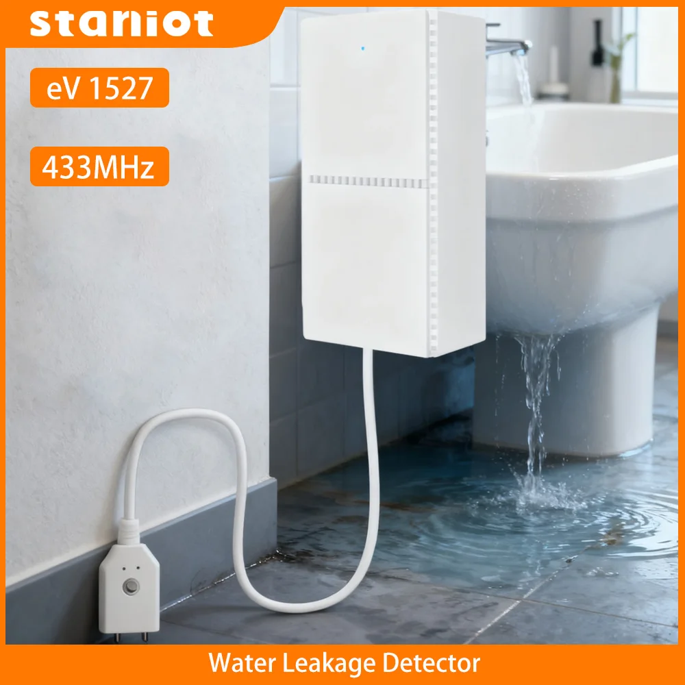 Staniot Tuya Wasser Leckage Sensor 433 MHz Sicherheit Überschwemmung Detektor Flut Sensor Drahtlose Detektor Smart Home Sicherheit Alarm Gerät Image