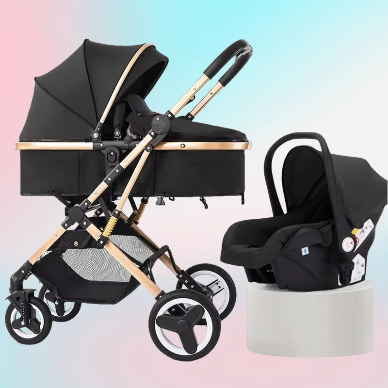 2025 Neuer Neugeborenen-Kinderwagen High View 3-in-1-Kinderwagen mit Autositz Multi-Modul-Kinderwagen, Zwei-Wege-Push, Kinderwagen Image