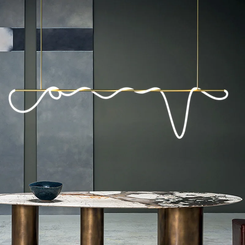 Moderner LED-Deckenleuchter mit langem Schlauch für Tisch, Esszimmer, Küche, Bar, Pendelbeleuchtung, Aufhängung, Design, Kronleuchter, Leuchten Image