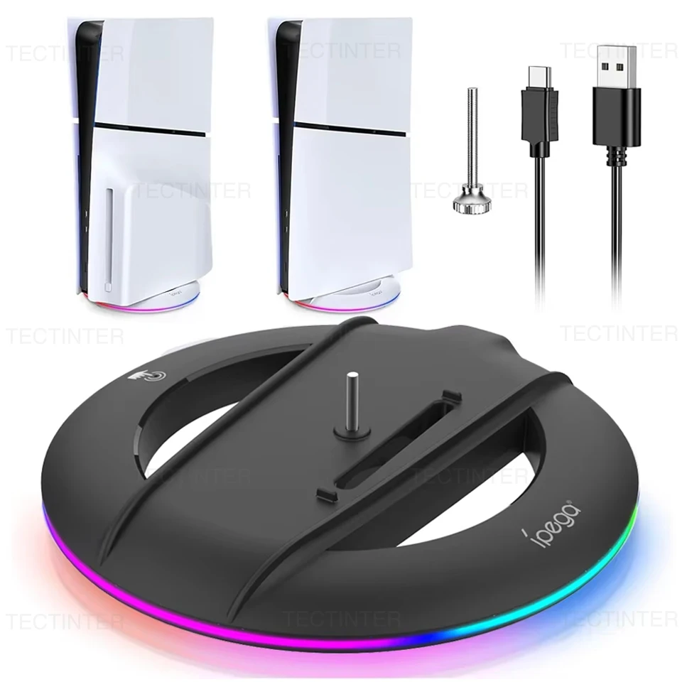 RGB Vertikaler Kühlständer für PS5 Slim/PS5 Pro Konsole, rutschfeste Basis-Halterung für PlayStation 5 Spielzubehör