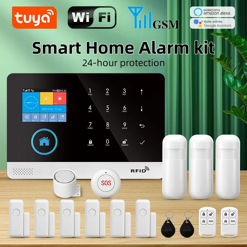 Tuya Alarm System WiFi GSM Sicherheit Alarm System Hause Einbrecher Alarm Für Haus Büro SMS APP Fernbedienung Arbeit Mit Alexa Image