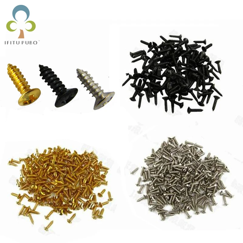 50 teile/los Großhandel 3*12mm Elektrische Gitarre Bass Schrauben Für Schlagbrett Zurück Platte Montieren DIY Luthier Werkzeug Schlagbrett schrauben GYH Image