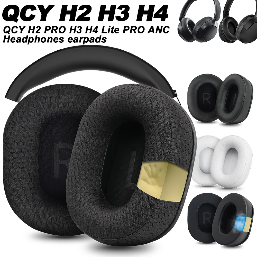 Kopfhörer pads Für QCY H2 PRO H3 H4 Lite PRO ANC ersatz Ohrpolster Mesh tuch Speicher Abdeckungen Schwamm Weiche Protein Image