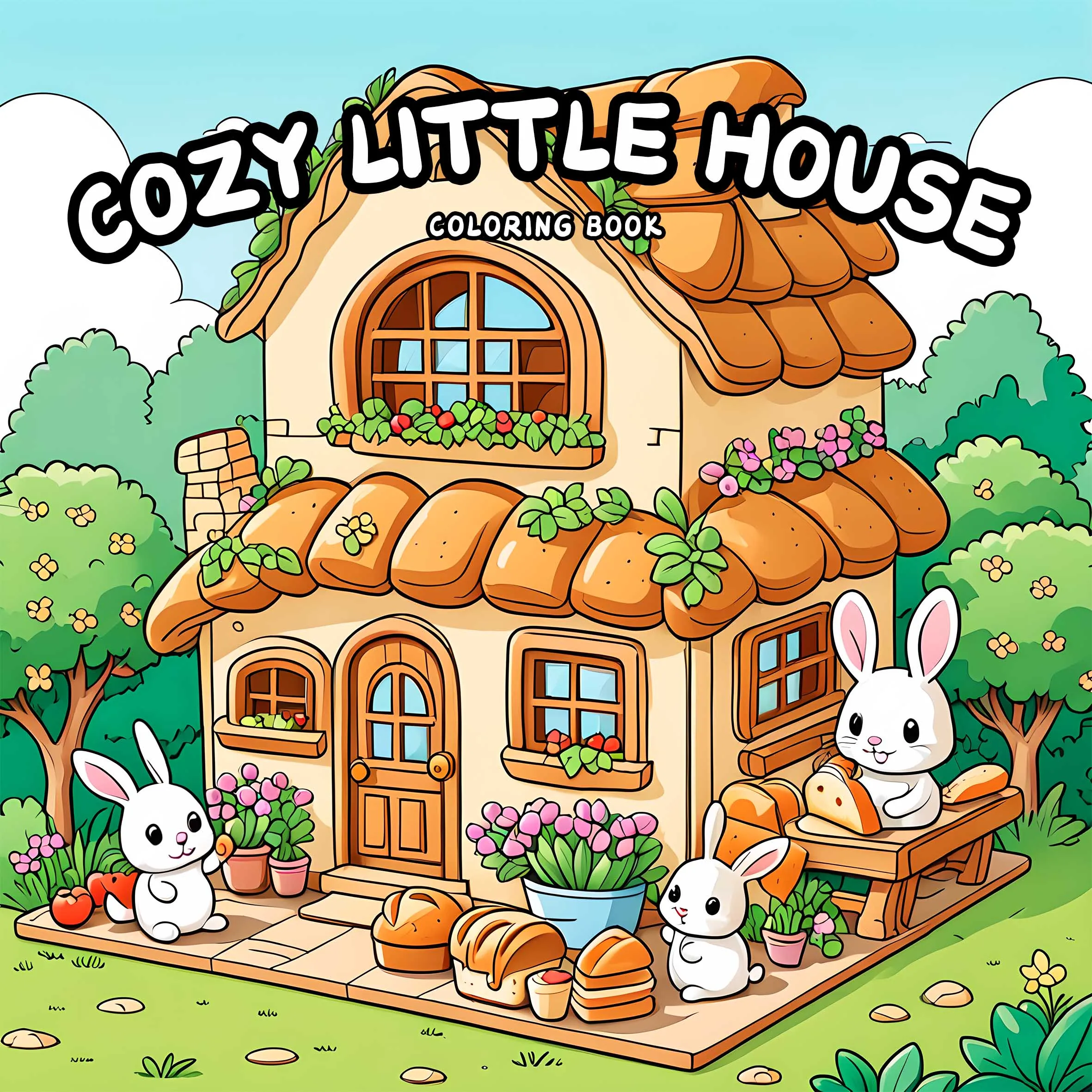 COSY LITTLE HOUSE Malbuch für Erwachsene, süßes Zeichenbuch, perfektes Geschenk für Party und Geburtstag Image