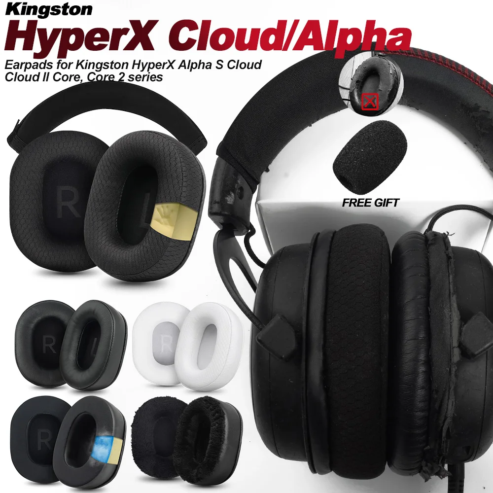 Ersatz-Ohrpolster aus Schaumstoff für HyperX Cloud 123 Alpha, II, III, Stinger, Silver, Core, X, S, Pro Kopfhörer, Memory-Schaum-Ohrpolster, Protein Image