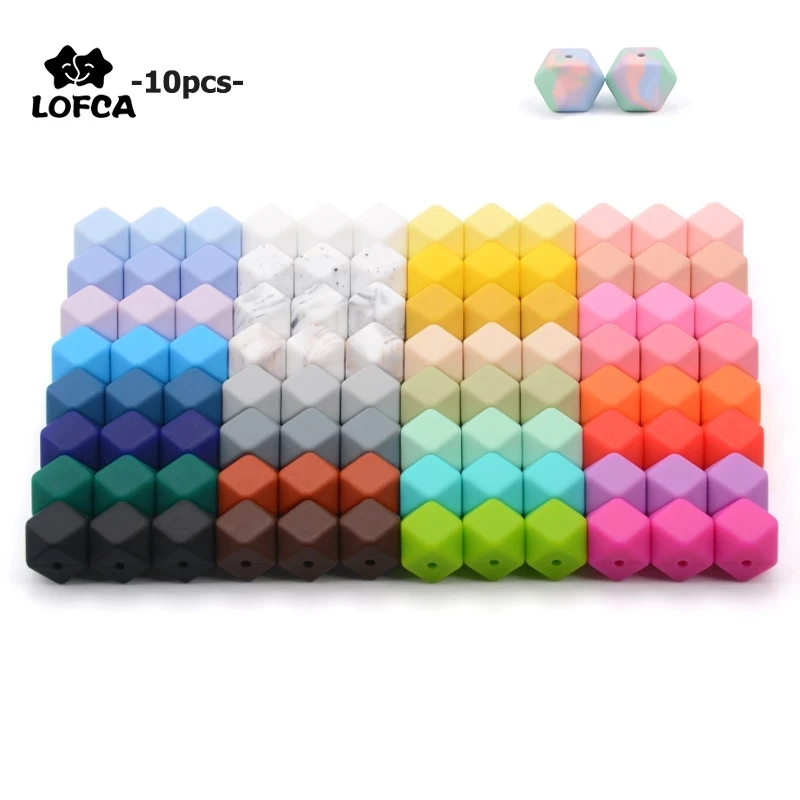 LOFCA10pcs 14mm Mini Hexagon silikon perlen Baby Beißring BPA FREI DIY Halskette Schnuller Kette Baby Zahnen Pflege infant Image