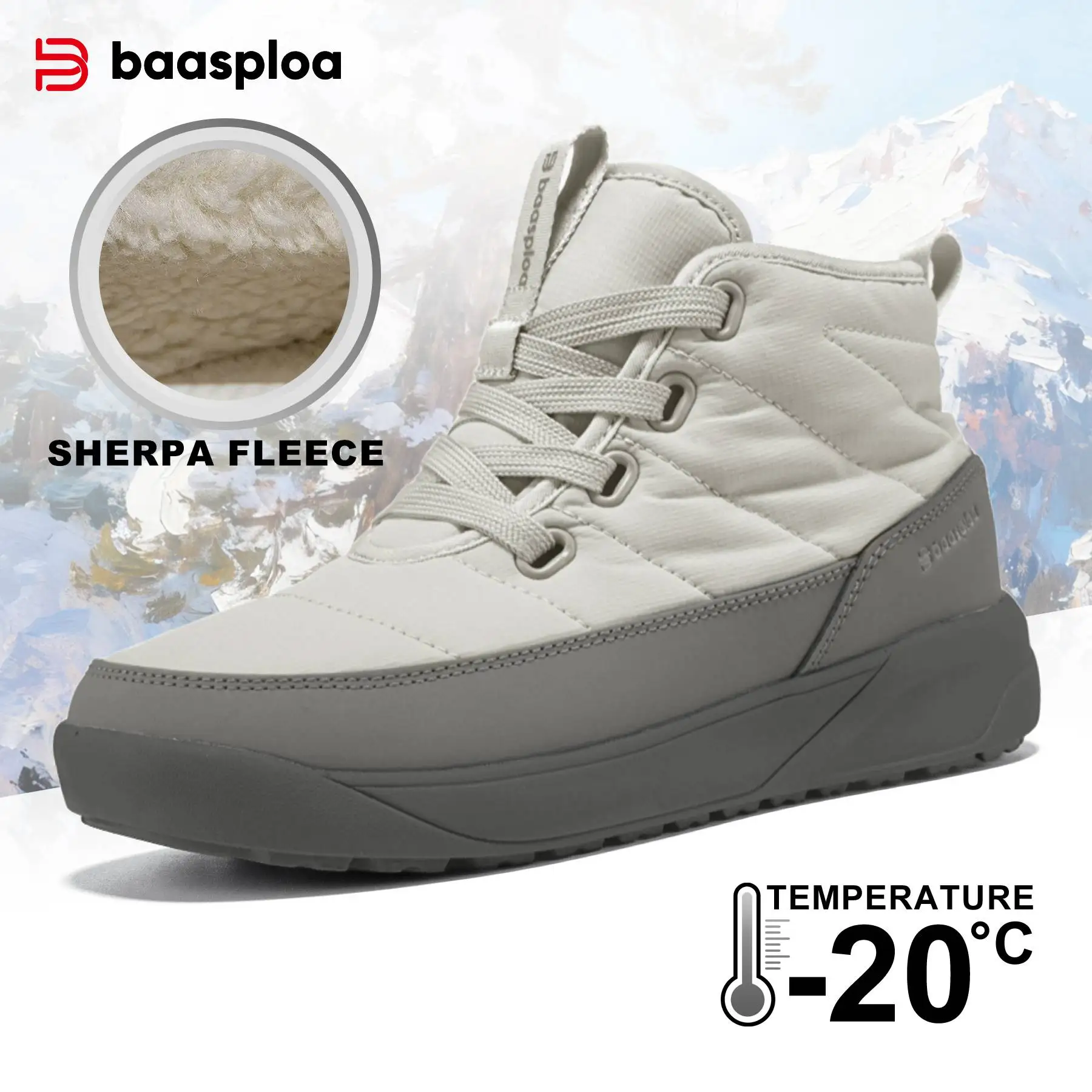 Baasploa Frauen Stiefeletten Winter Plüsch Warme Wanderschuhe Weibliche Komfort Anti Splash Wasser Baumwolle Stiefel Nicht-Rutsch Verschleiß beständig