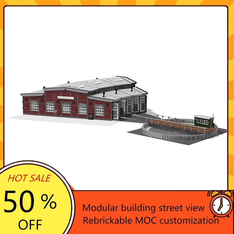 5286PCS MOC Kreatives modulares Bahnhof-Set mit Plattenspieler Roundhouse Custom Custom Puzzle Kindergeburtstag Weihnachtsspielzeug Image