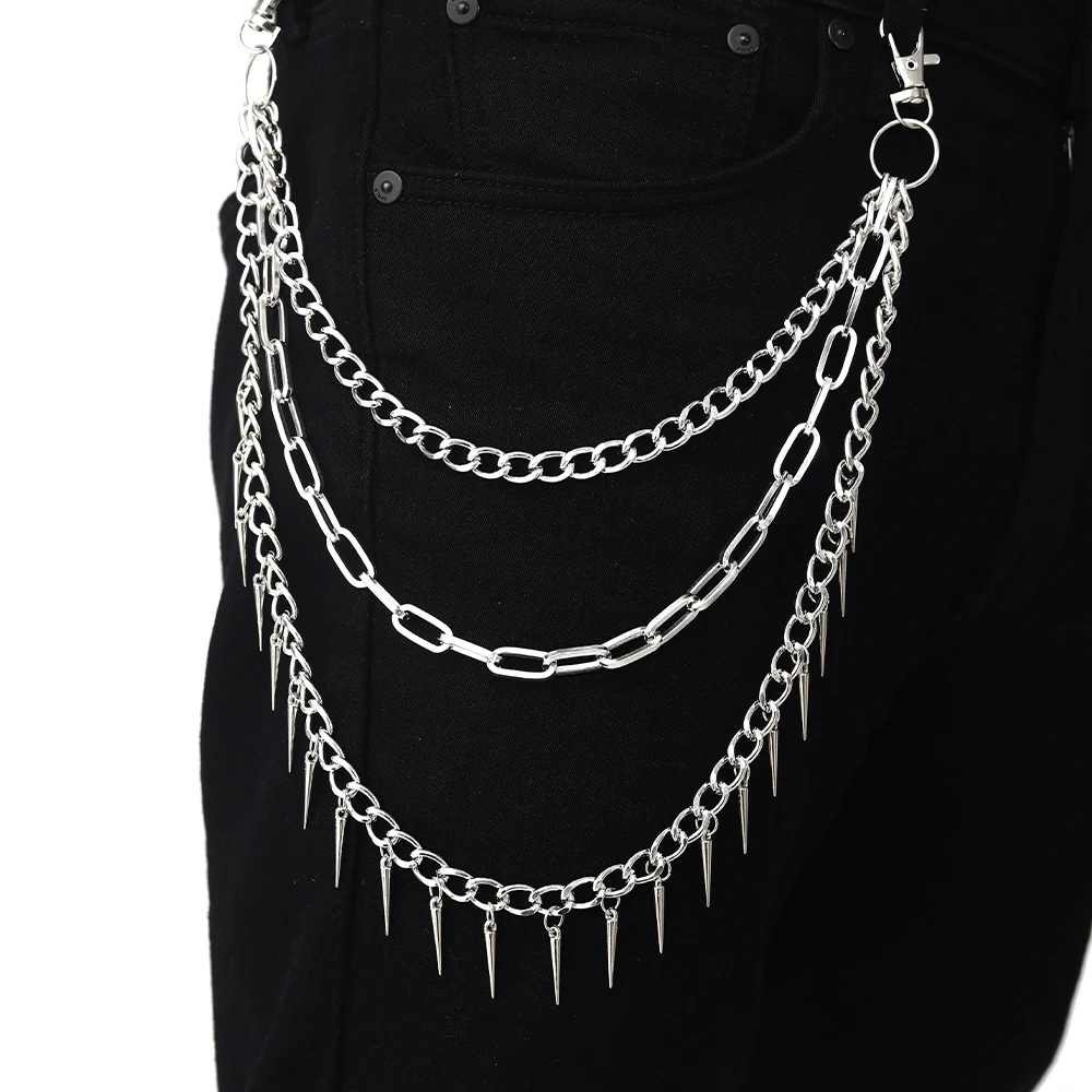 Mehrlagige Hosenkette für Männer und Frauen, Spikes, Taschenhosenkette, Punkrock, Goth-Accessoires Image