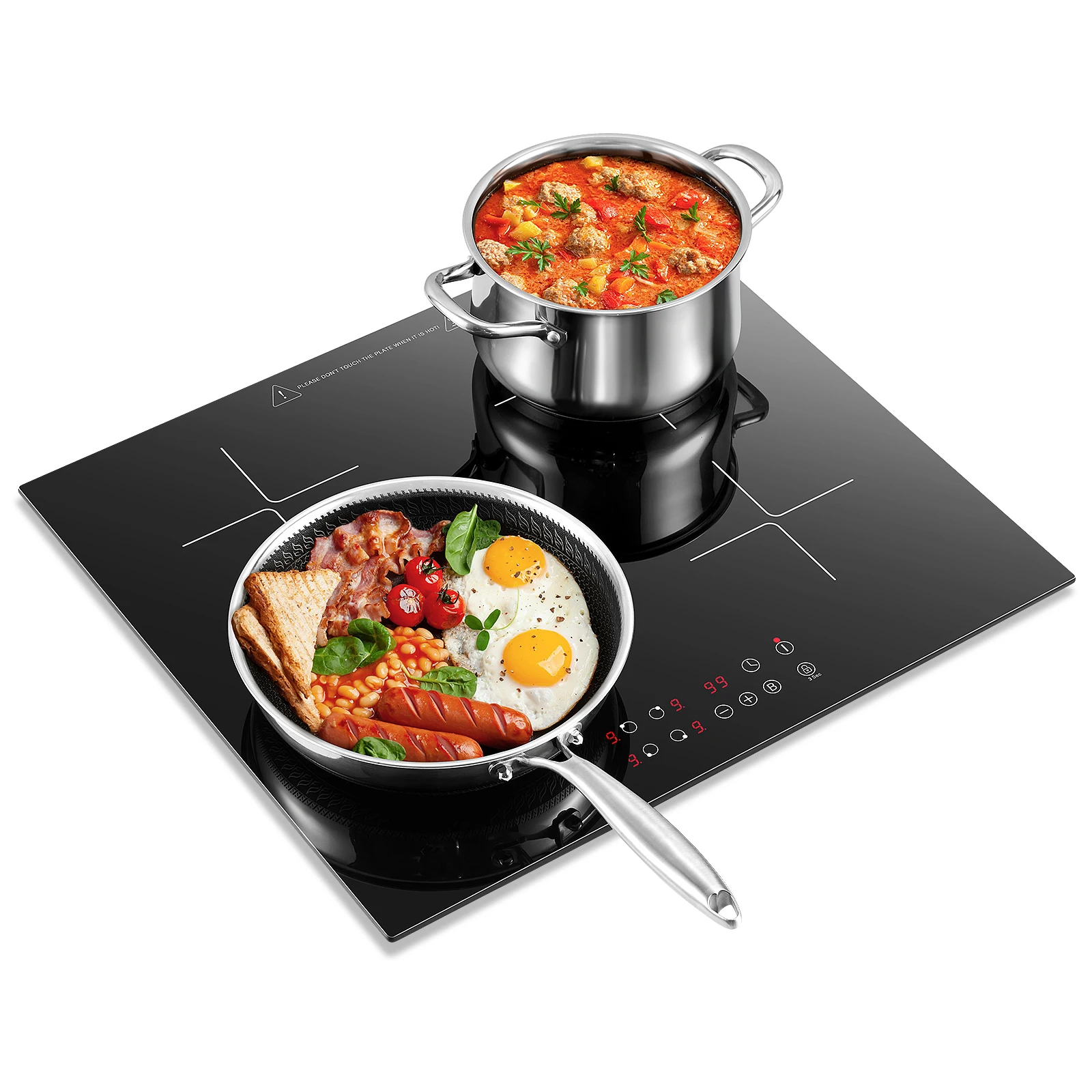 Induktionskochfeld, 4 Platten, integriertes Elektrokochfeld, 60 cm Booster, Touch-Steuerung, 6000 W, 9 Leistungsstufen, 1–99 Minuten, Timer, Kindersicherung Image