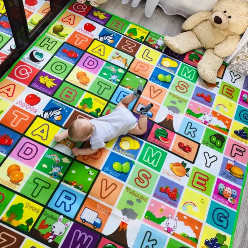 Baby-Spielmatte, Lernspielzeug für Kinder, Krabbelteppich, Spielaktivität, Fitnessstudio, Spielplatz, doppelseitig bedruckter Kinderteppich, Schaumstoffboden Image