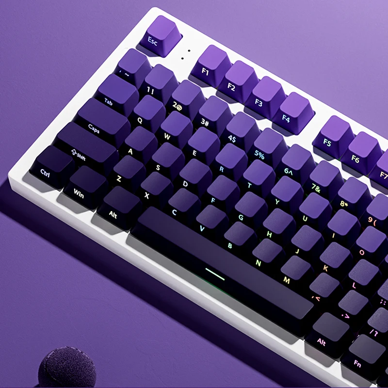Lila Double Shot PBT-Tastenkappen mit Farbverlauf, OEM-Profil, seitlicher Druck, RGB-Hintergrundbeleuchtung, 135-Tasten für Cherry MX Switches Gaming-Tastatur Image