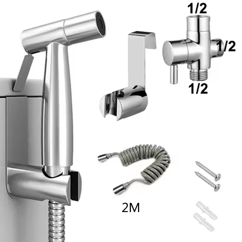 Tragbare Handheld Wc Bidet Sprayer Pistole Halter Selbst Reinigung Waschen Bidet Wasserhahn Spray 3 Weg Ventil Badezimmer Schlauch Dusche Kopf