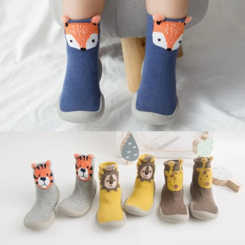 Neue Frühjahr Baby Kleinkind Schuhe Baby Schuhe Non-slip Fuchs Tiger Verdickung Schuhe Socke Boden Schuhe Fuß Socken Tier stil Tz05