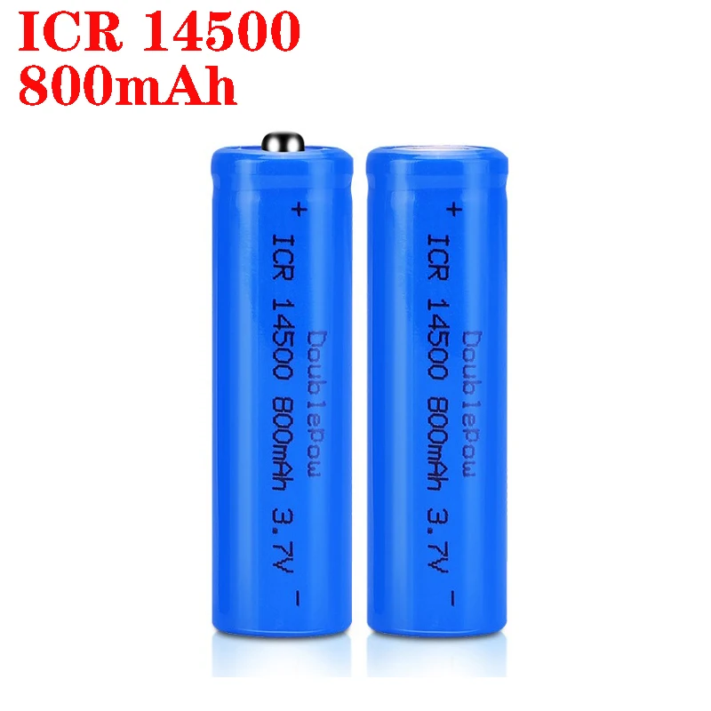 Ausreichende Kapazität 14500 800 mAh 3,7 V Li-Ionen-Akkus AA-Batterie Lithiumzelle für LED-Taschenlampe, Scheinwerfer, Taschenlampe Image