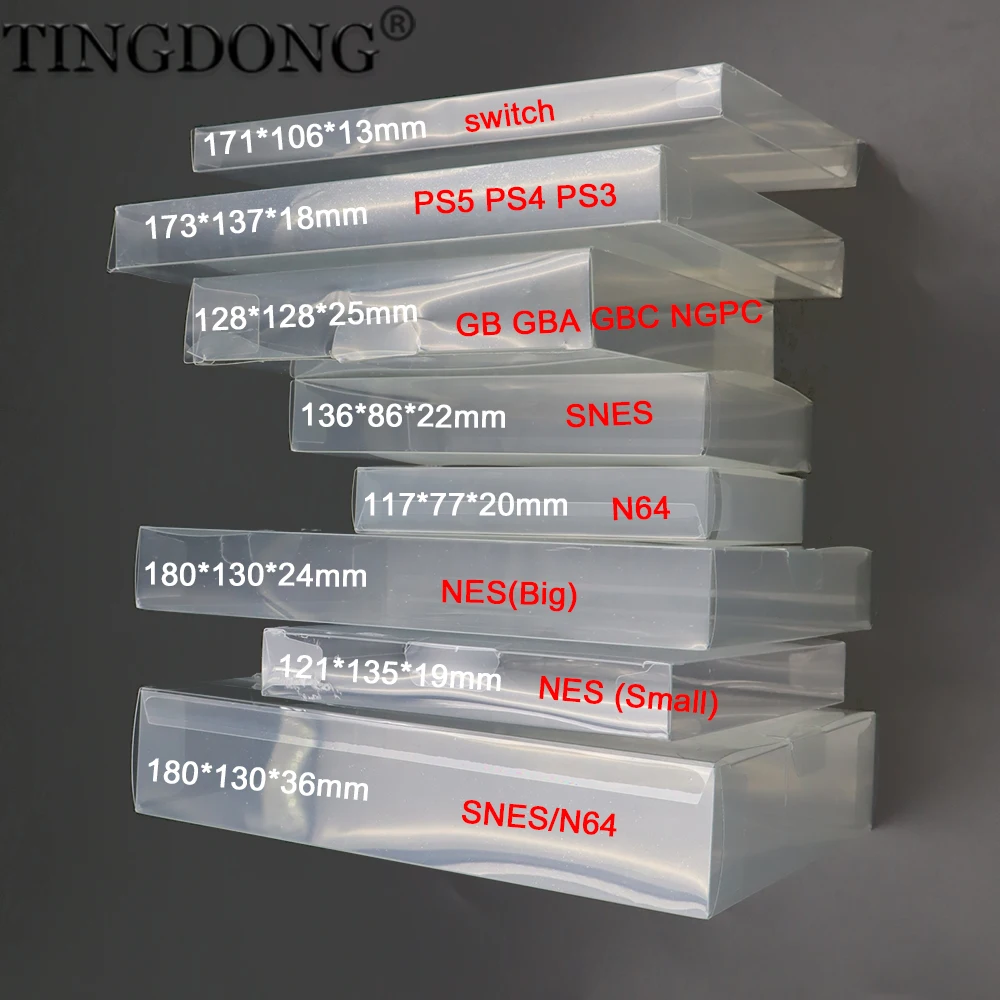 10 Stück transparente Spielverpackungsbox, geeignet für Schutzhüllen für N64 NES SNES GB GBA GBC NGPC Switch PS3 PS4 PS5 Image