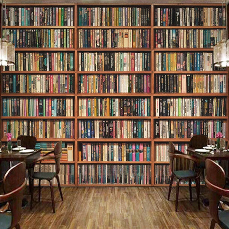 Custom Foto Tapete 3D Stereo Bücherregal Wandbild Wohnzimmer Studie Bibliothek Hintergrund Wand Abdeckt 3D Papier Peint Wohnkultur