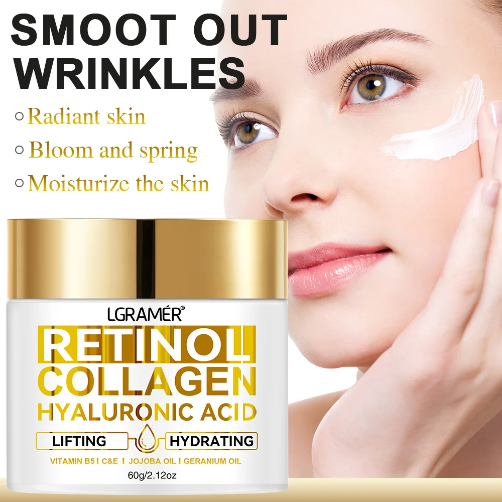 Retinol Anti Aging Gesichtscreme Feuchtigkeitsspendende Faltenentferner Kollagen Hyaluronsäure Cremes Hautpflege Kosmetik 30 & 60 ML Image