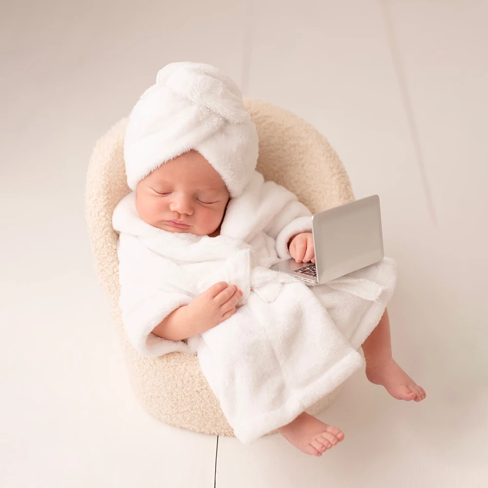 Neugeborenen Baby Fotografie Requisiten Schal Bademäntel 2 stücke Set Leopard Kostüm Schießen Foto Prop Dusche Geschenk Zubehör Image