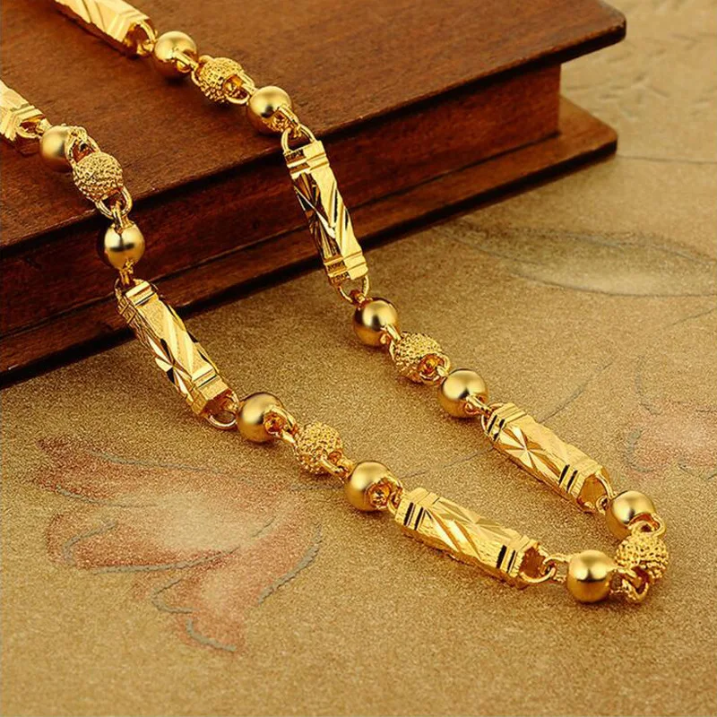 Herren-Halskette aus galvanisiertem 18-karätigem Gold, sechseckige Buddha-Bambuskette, exquisiter Schmuck, Schlüsselbein-Halskette, Geburtstagsgeschenk