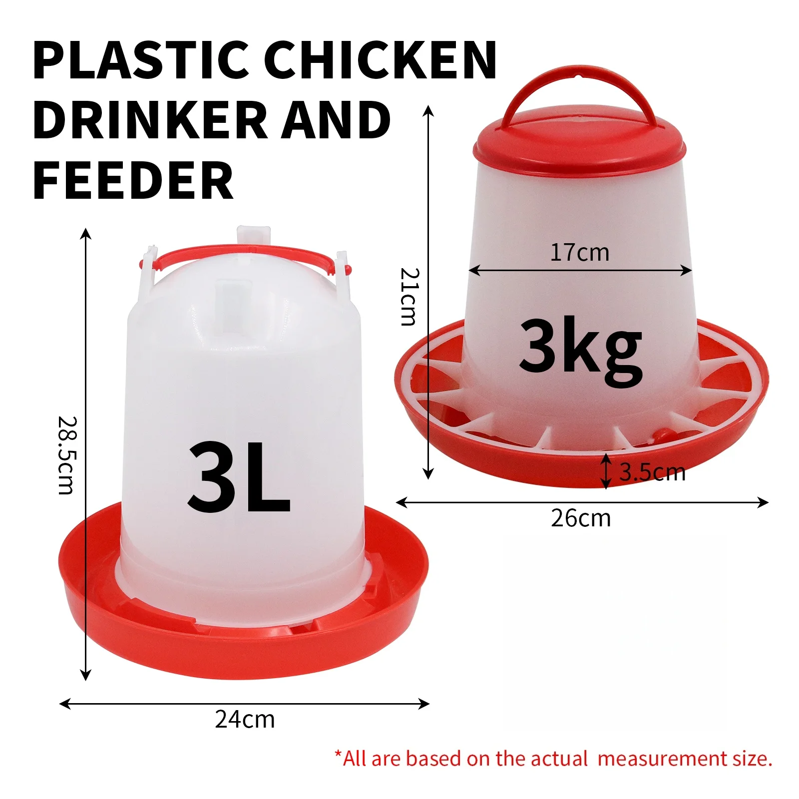 3kg+3L Hühnerfutter- und Wasserspender, automatischer Futter- und Wasserspender für Hühner, Vögel, Küken, Futtereimer, Behälter