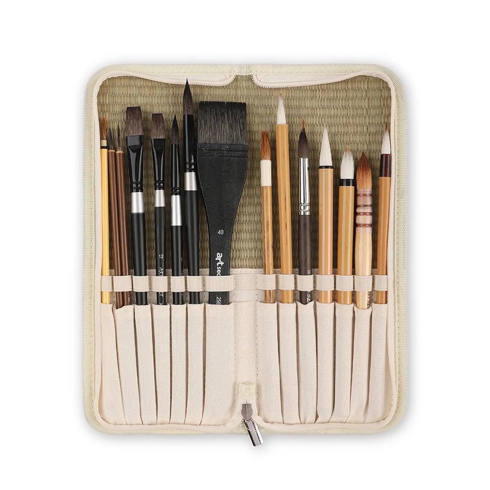 Artsecret 25,5 * 27,5 cm Strohtasche für Pianting-Pinsel, Künstler-Zeichenstift, Aquarellverpackung, Ölpinselhüllen, Halter, ohne Pinsel Image