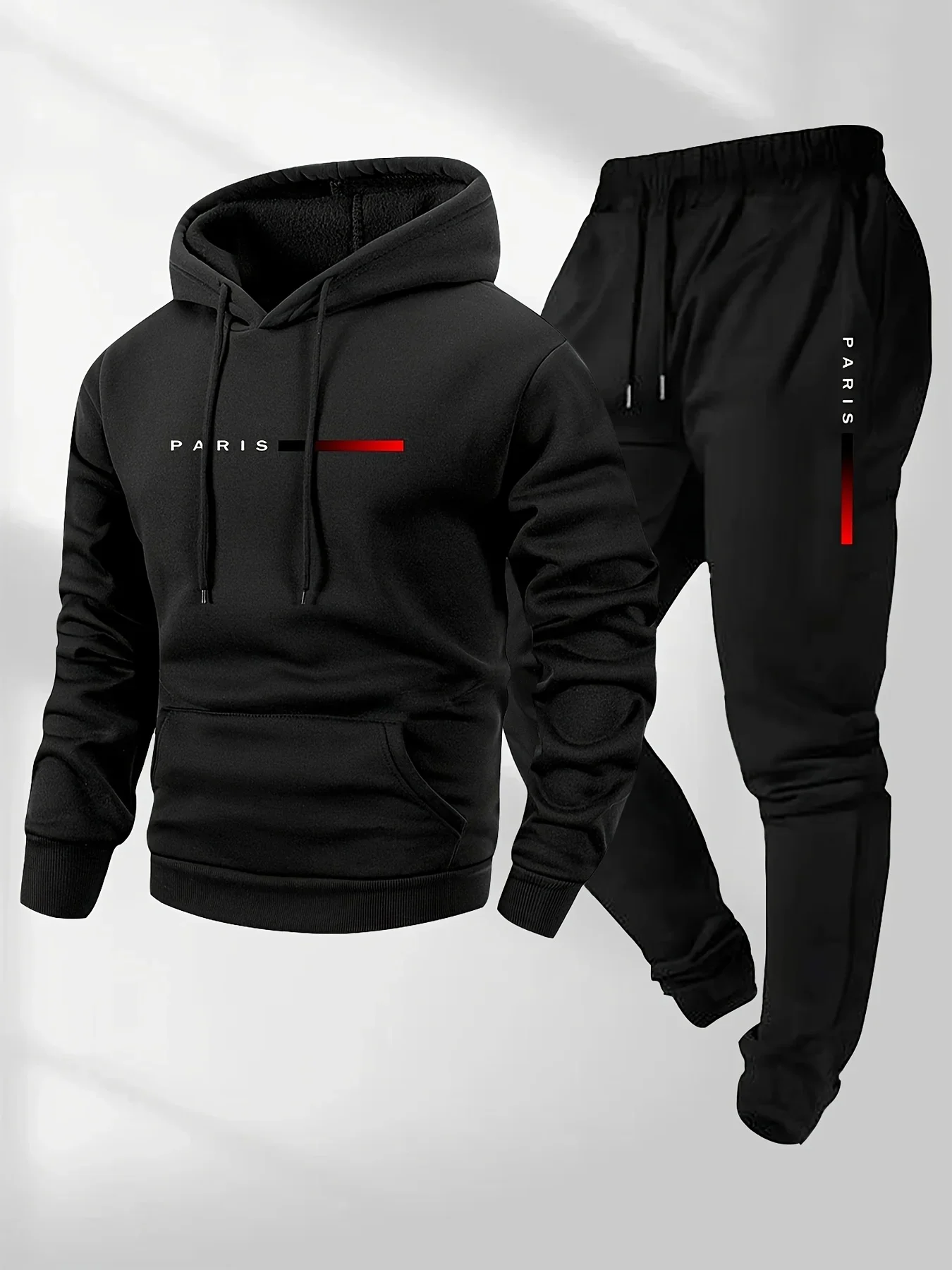 PARIS Brief Drucken Sweatshirt Anzug männer Fleece Hoodie Hosen Set Frühling Herbst Winter Warme Casual Sport Pullover Hosen Sets Image