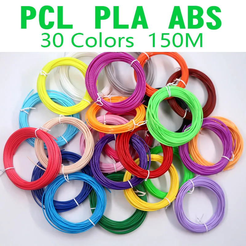 30 Farben ABS/PLA/PCL 3D-Stiftfilament, Durchmesser 1,75 mm, 150 m, 3D-Stiftverbrauchsmaterialien, 3D-Stiftfäden, leuchtende Farben ohne Wiederholung Image
