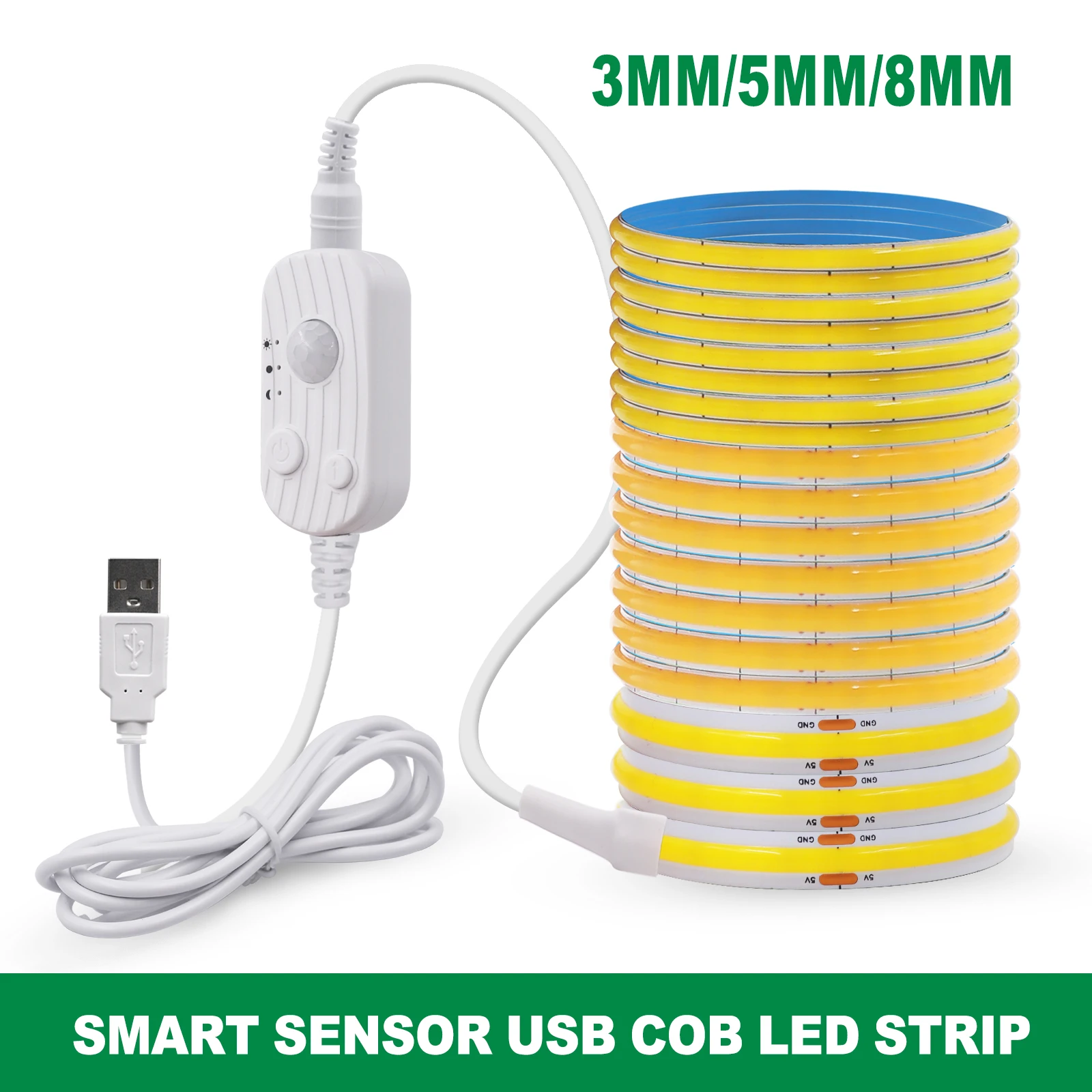 DC 5V USB Motion Sensor LED Streifen Licht 3mm 5mm 8mm Flexible COB Lichter 320LEDs Hohe Dichte lineare Beleuchtung Für Schlafzimmer Dekor Image