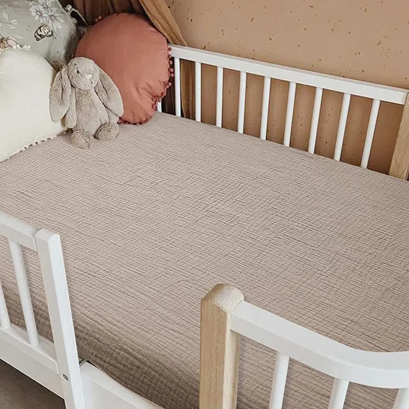 133*71*22CM Atmungsaktive Baumwolle Ausgestattet Krippe Blätter für Baby Krippe Matratze Abdeckung Weiche Bettwäsche Set von Einfarbig infant Bettlaken Image