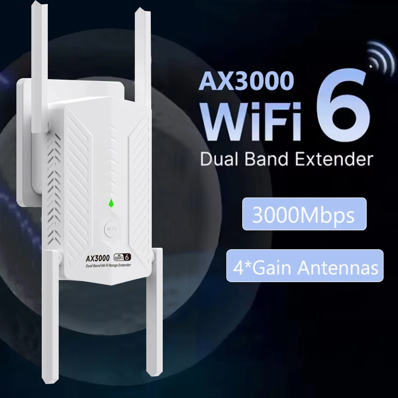 AX3000 WiFi6 Repeater Extender Booster Dual Band 2,4 G/5 GHz Wi-Fi 6 Signalverstärker Long Range Netzwerkrouter für Home Office Image