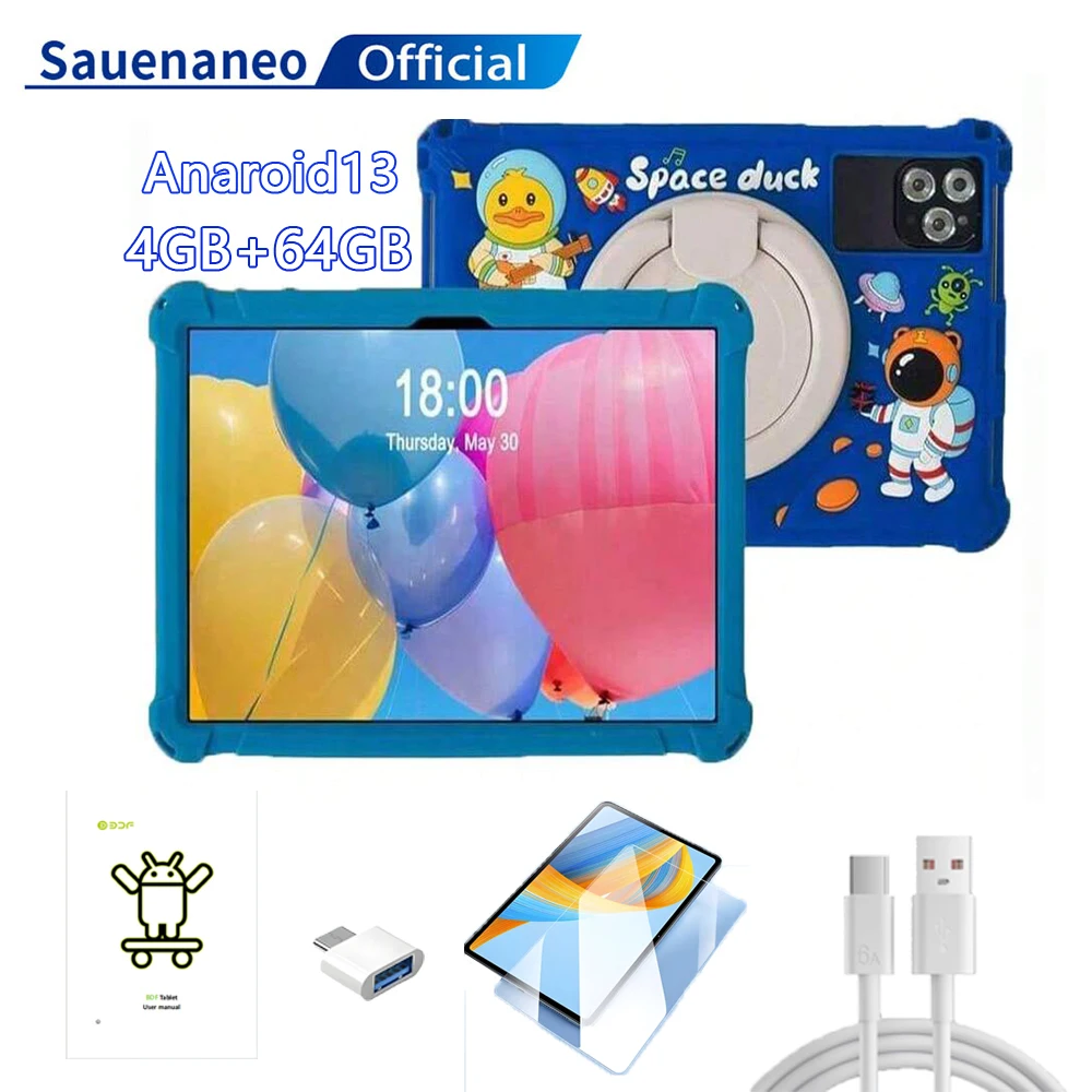 10,1-Zoll-Kinder-Tablet Android 13 64 GB Bluetooth WIFI unterstützt Youtube IPS 1280 x 800 Bildschirm Dual-SIM-Karte 5000 mAh mit Hülle Image