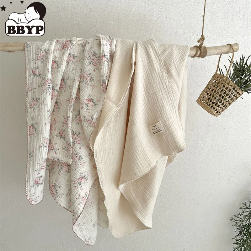 2-3 schichten Baby Decken Bär Punkte Drucken Baumwolle Gaze Musselin Swaddle Wrap Neugeborenen Bettwäsche Schlafen Empfangen Decke Image