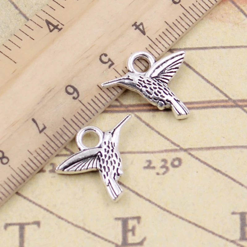 20pcs Charme Kolibri Vogel 19x15mm Tibetischen Bronze Silber Farbe Anhänger Antiken Schmuck, Die DIY Handgemachten Handwerk Image