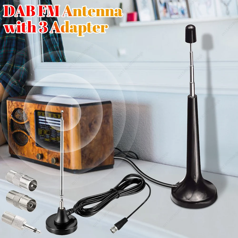 Amplified-Antennen für den Haushalt, DAB-FM-Antennen für digitales FM-Radio, Heim-Stereo-Empfänger, FM-Teleskopantennen mit hoher Verstärkung Image