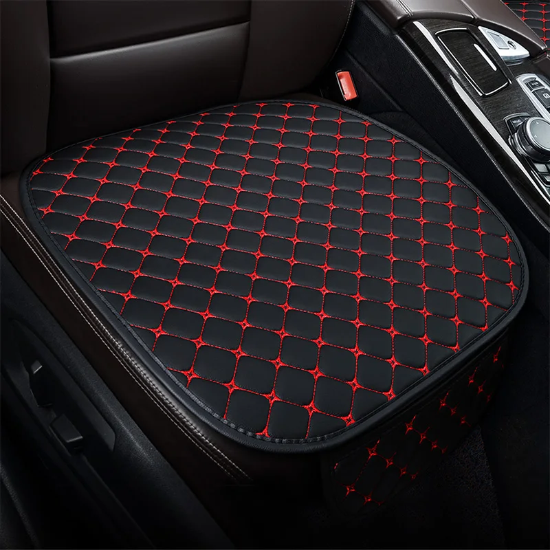 1-teiliges Leder-Einzelsitzkissen aus PU-Leder ohne Rückenlehne, bestickt, atmungsaktiv, Four Seasons General Motors cus Image