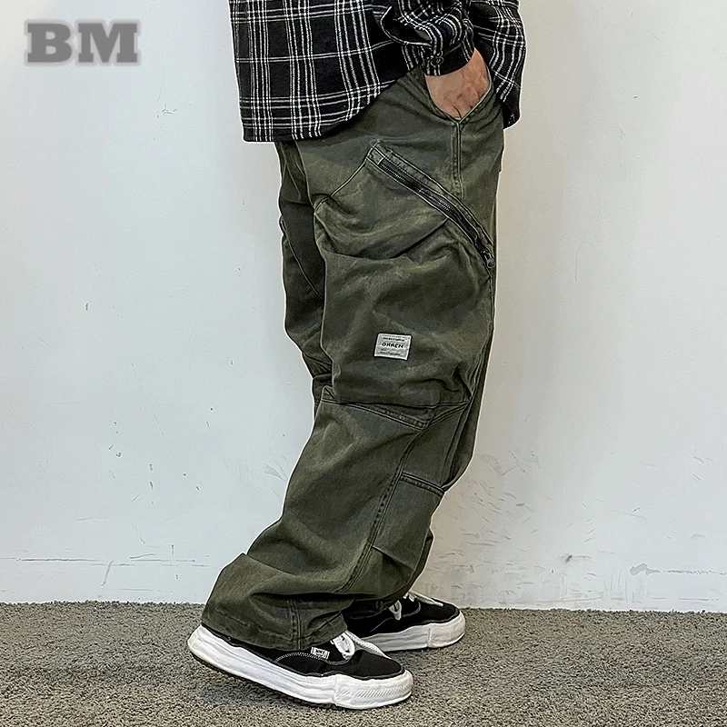 Amerikanischen Streetwear Armee Grün Cargo Hosen Für Männer Hohe Qualität Hip Hop Skateboard Baggy Hosen Koreanische Mode Hosen Männlich