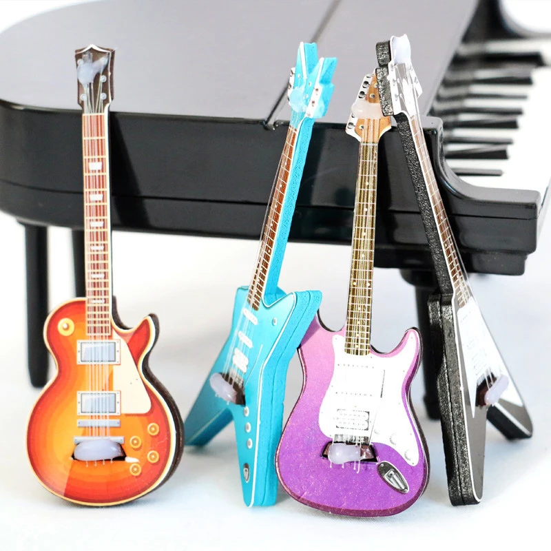 Heißer heißer Verkauf Puppenhaus Gitarren spielzeug Puppenhaus Musik instrument Modell Puppen Haus dekoration Zubehör Image
