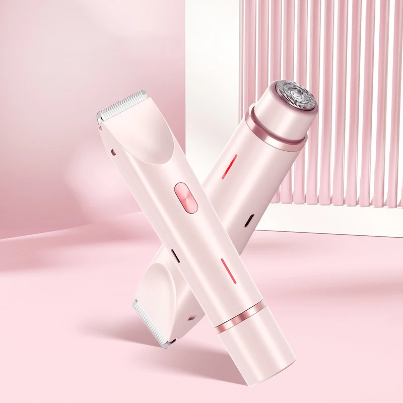 2-in-1-Doppelkopf-Elektrorasierer für Damen ohne Schmerz, Bikini-Trimmer, Nass- und Trockengebrauch für Damen, Schamhaare, elektrischer Rasierer mit abnehmbarem Kopf Image