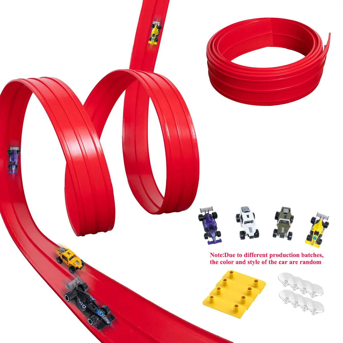 Flexible Rennstrecke Kinderspielzeug DIY Doppelspur Rennwagen Rampe Kompatibel 1/64 Autos Tragbarer Rolls Up Boy Weihnachtsgeschenk Image