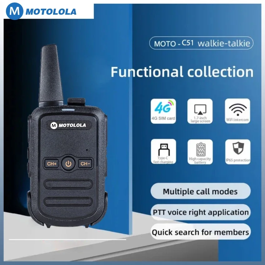 Motorola C-51 Walkie-Talkie Tragbares Zwei-Wege-Funkgerät 16 Kanäle UHF 400-470MHz Walkie-Talkies Funkgerät Walkie-Talkie mit Großer Reichweite COD Image