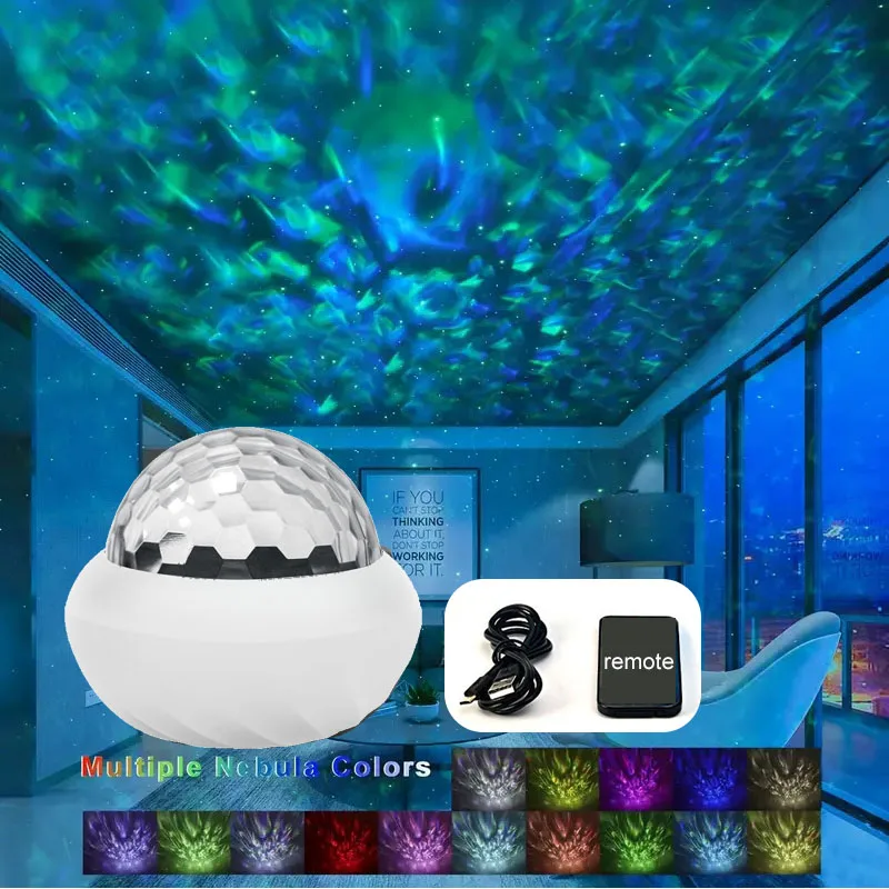 Nordlichter Sternenhimmel Projektorlampe USB 360 ° Aurora Ball Atmosphere Nachtlichter für mit Fernbedienung, Raumparty-Dekoration